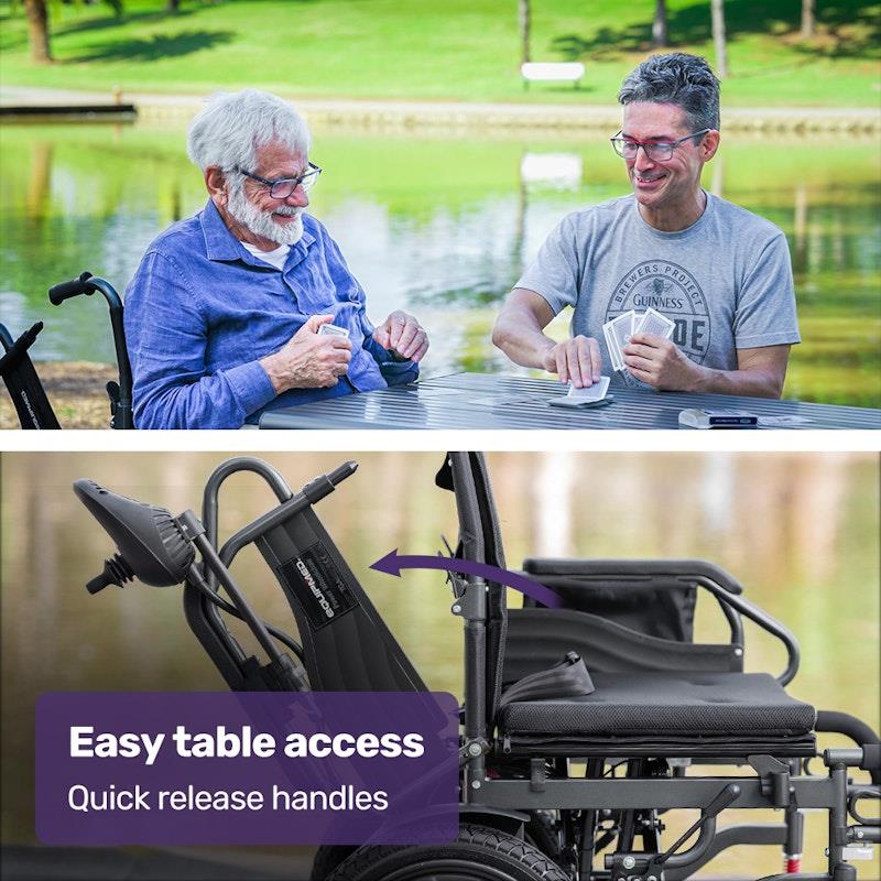 Load image into Gallery viewer, Equipmed Electric Folding Wheelchair, Wide Bariatric Chair Seat, Comfortable for S-XL, Long Range, Lithium Battery Black
