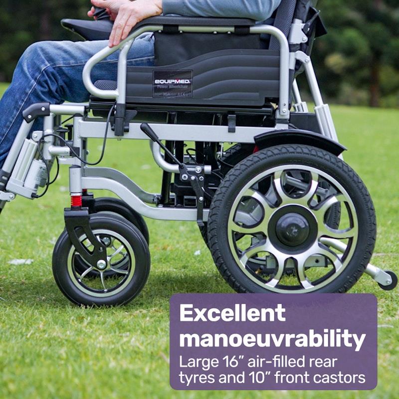 Load image into Gallery viewer, Equipmed Power Electric Wheelchair Longrange Auto Recline Grey &amp; Black
