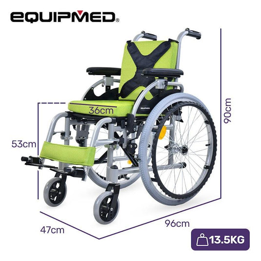 Equipmed Kids Premium Paediatric Wheelchair Lightweight Aluminium Green
