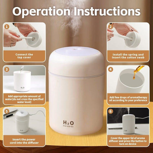 Living Today Mini LED Ultrasonic Humidifier 300ML 1Unit