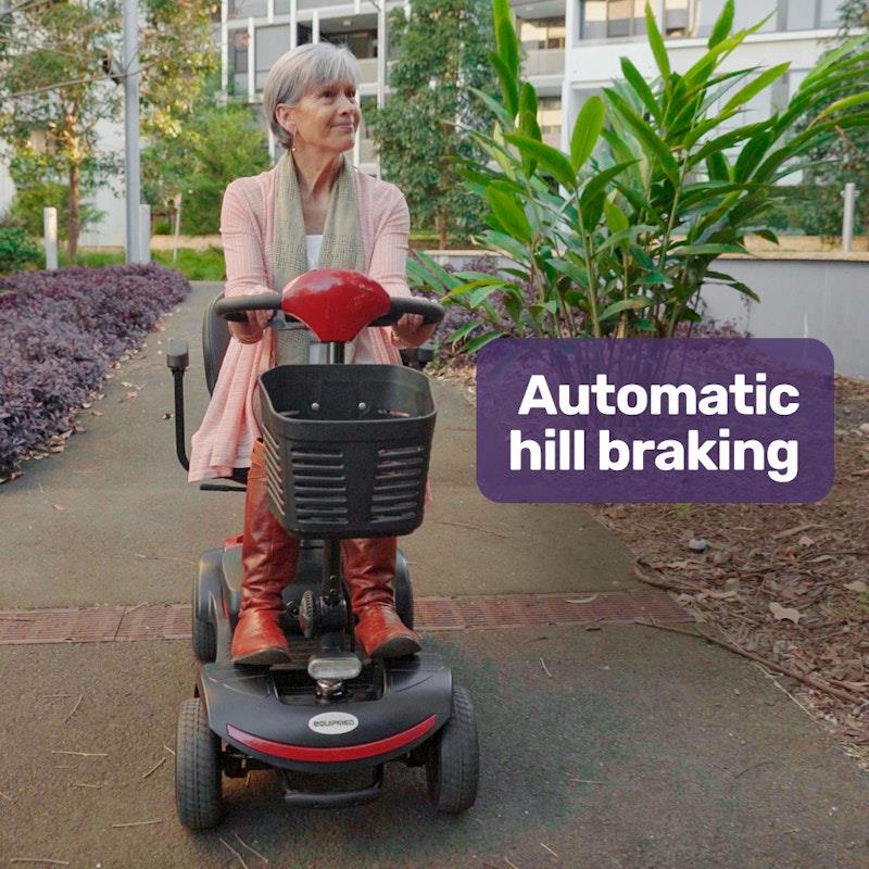 Load image into Gallery viewer, Equipmed Freeroam+ Mid-Sized Foldable Electric Lithium Mobility Scooter Red
