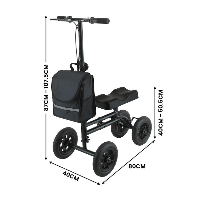 Load image into Gallery viewer, Orthonica Foldable Steel Mobility Knee Scooter Walker Black
