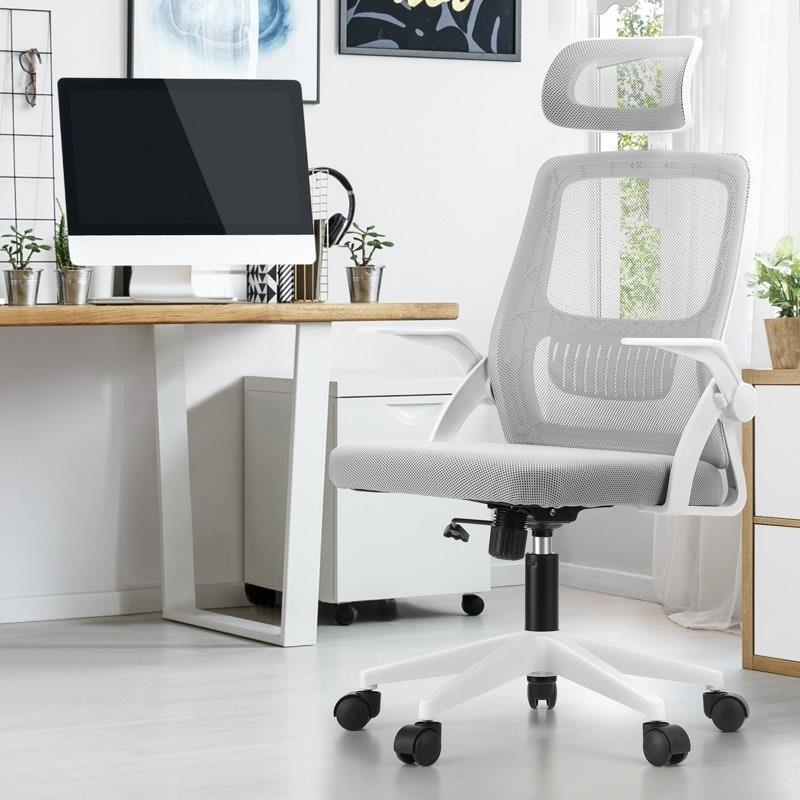 Load image into Gallery viewer, Oikiture Mesh Office Chair Executive Fabric Gaming  Racing Computer Seat White
