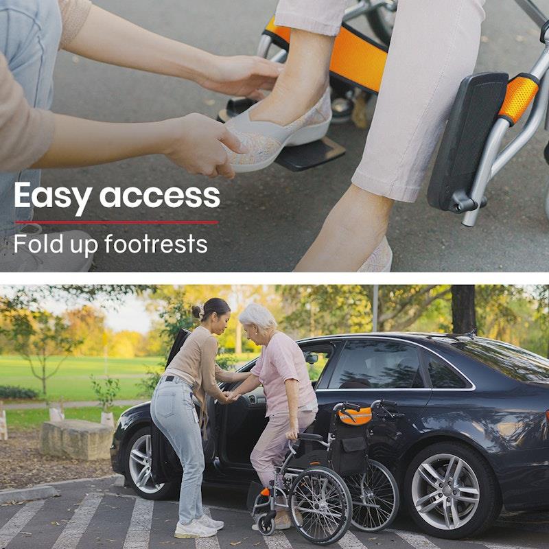 Load image into Gallery viewer, Equipmed 20 Inch Folding Aluminium Wheelchair Orange
