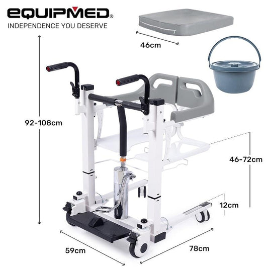 Equipmed 4 In 1 Patient Lift Transfer Chair White