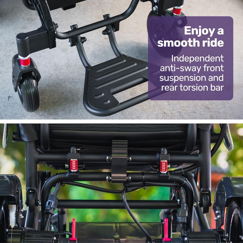 Load image into Gallery viewer, Equipmed Electric Folding Wheelchair Longrange Aluminium Frame Black
