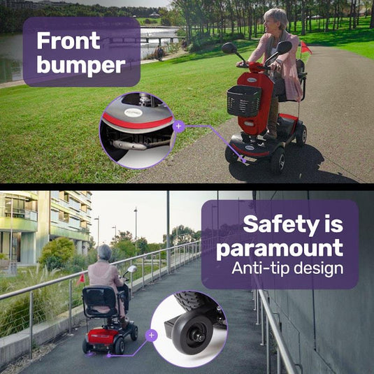 Equipmed Electric Mobility Scooter For Elderly Pathline (Red)