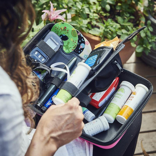 Glucology Travel Bundle Case - Plus, Black/ 2 Pen Pouch - Black/ 3 Sharps