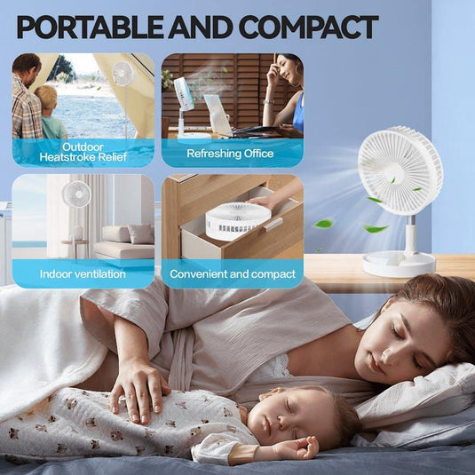Living Today Folding Telescopic 4.5W Portable Height/Tilt Adjustable Rechargeable Cordless Fan 1Unit