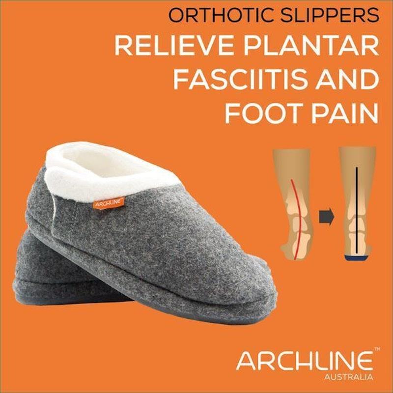 Load image into Gallery viewer, Archline Slippers Closed Back Arch Support Comfort Charcoal Marl Size 43
