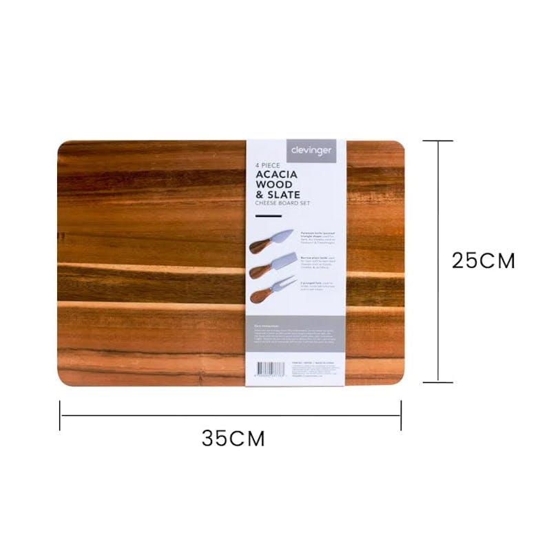 Load image into Gallery viewer, Clevinger 4 Piece Acacia Wood &amp; Slate Cheese Board With Knife Set
