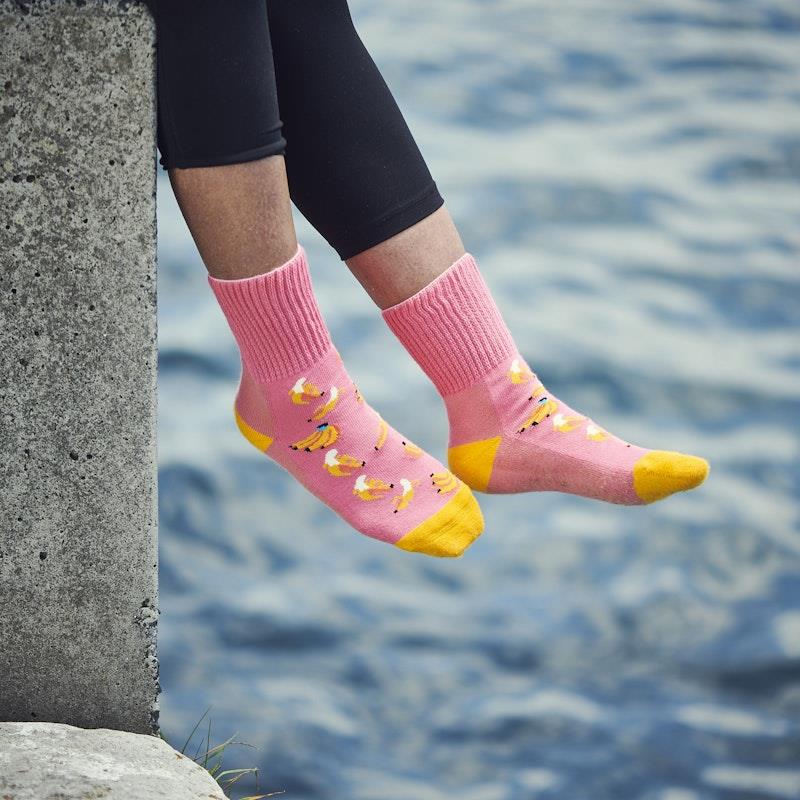 Load image into Gallery viewer, Glucology 6 Pack Mixed Patterned Socks - Bananas, Avocado &amp; Eggs Large
