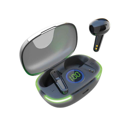 Laser TWS Earbuds with LED Display: True Wireless & Tap Controls Black