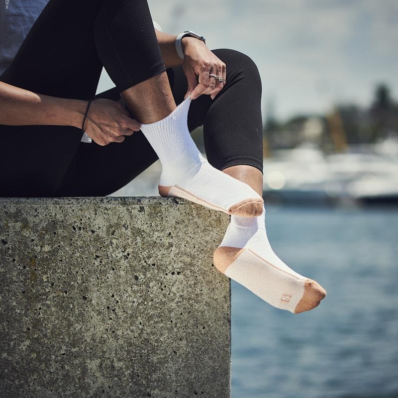 Load image into Gallery viewer, Glucology Copper Based Loose Top Classic Socks 2 Pairs White Extra Large
