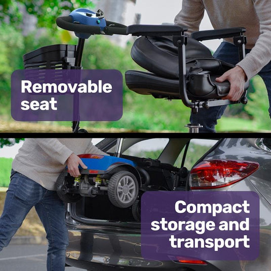 Equipmed Freeroam+ Mid-Sized Foldable Electric Lithium Mobility Scooter Blue