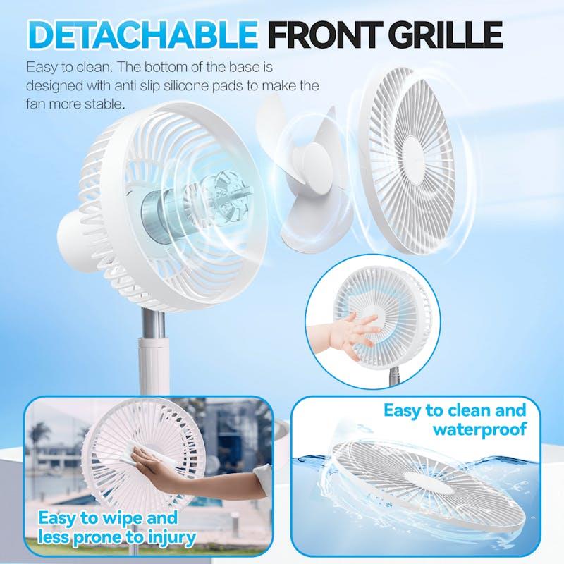 Load image into Gallery viewer, Living Today Folding Telescopic 4.5W Portable Height/Tilt Adjustable Rechargeable Cordless Fan 1Unit
