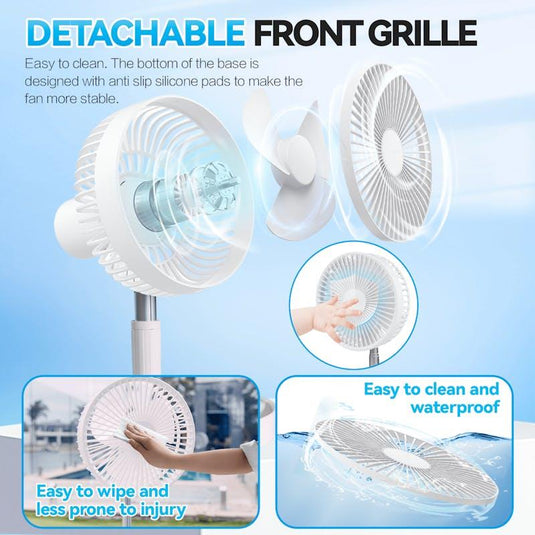 Living Today Folding Telescopic 4.5W Portable Height/Tilt Adjustable Rechargeable Cordless Fan 1Unit