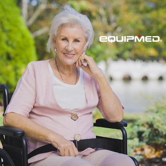 Equipmed 24 Inch Folding Wheelchair X-Large Black