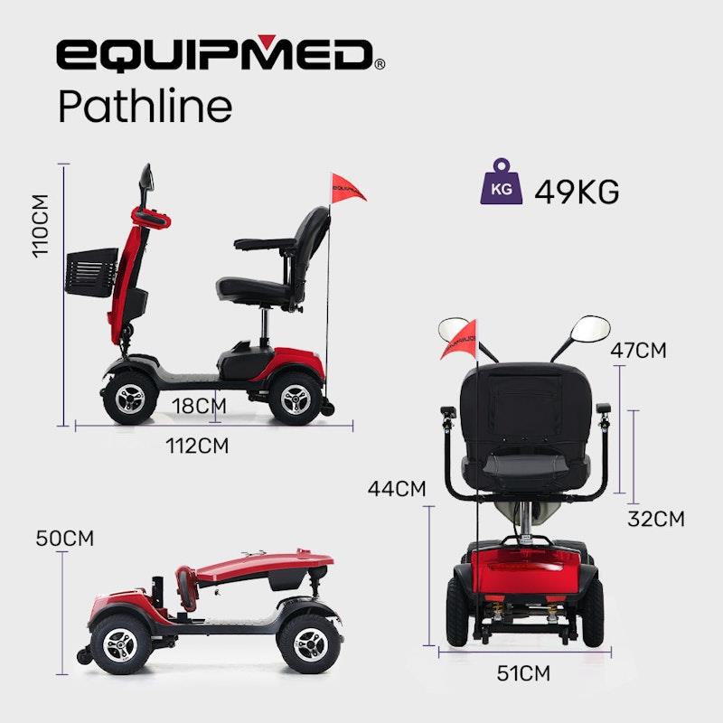 Load image into Gallery viewer, Equipmed Electric Mobility Scooter For Elderly Pathline (Red)
