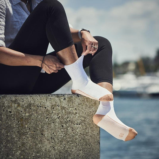 Glucology Copper Based Loose Top Classic Socks 2 Pairs White Small