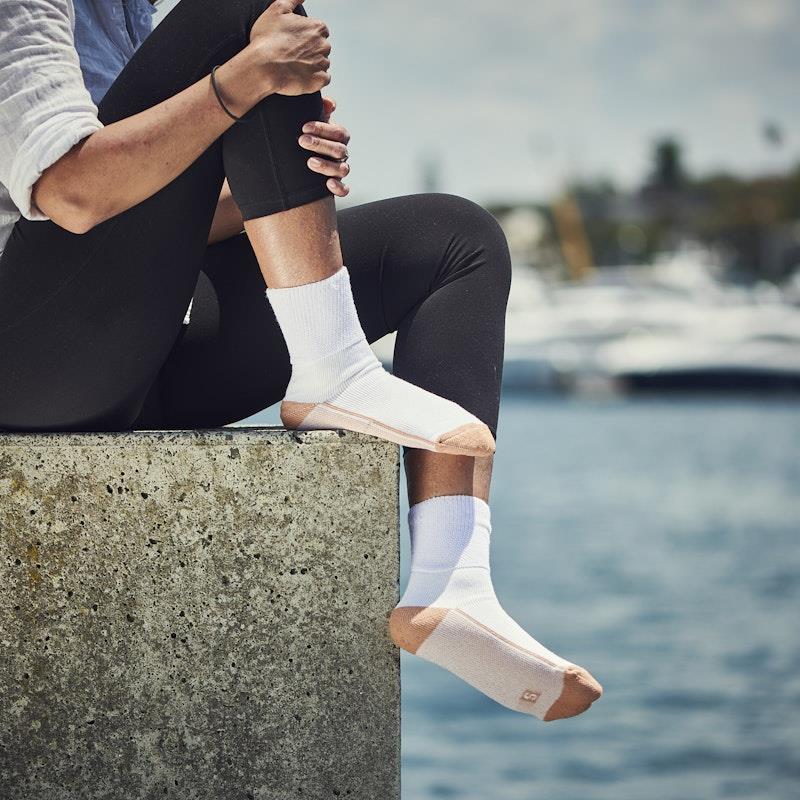 Load image into Gallery viewer, Glucology Copper Based Loose Top Classic Socks 2 Pairs White Small
