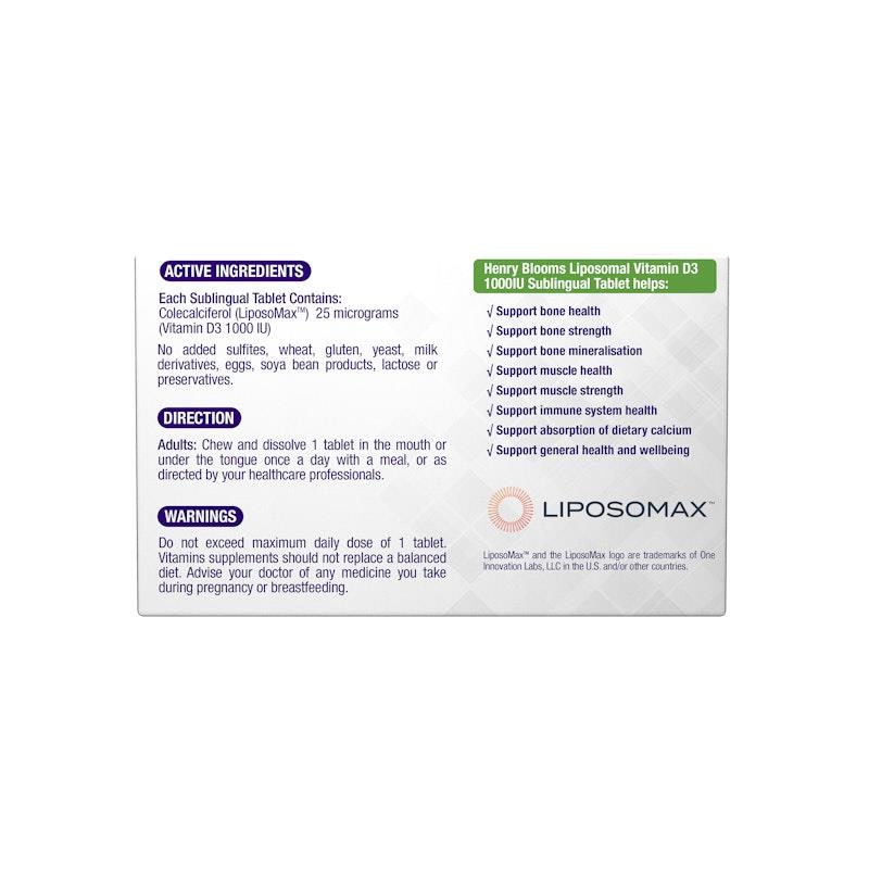 Load image into Gallery viewer, Henry Blooms Liposomal Vitamin D3 Sublingual 30 Tablets 1unit
