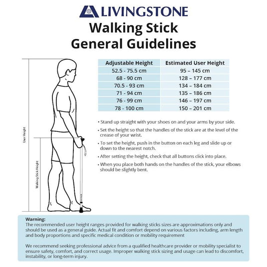 Livingstone Walking Stick Aluminium Adjustable 70.5-93 cm Black