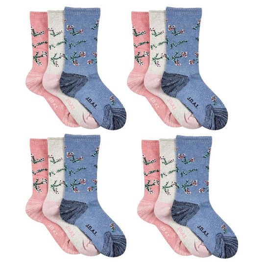 Jack of All Trades 12 Pairs of Women's Top to Toe Comfort Socks - Floral Size 5-10