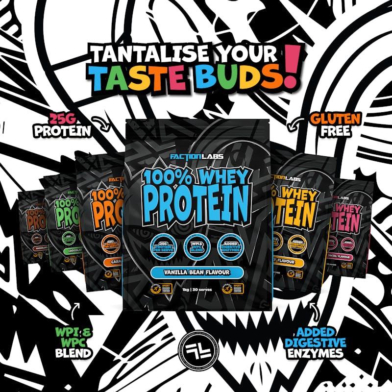 Load image into Gallery viewer, Faction Labs 100% Whey Protein - 30 serves Vanilla Bean
