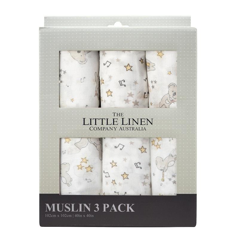 Load image into Gallery viewer, The Little Linen Company Muslin Swaddle 3Pk Prints - Cheeky Koala
