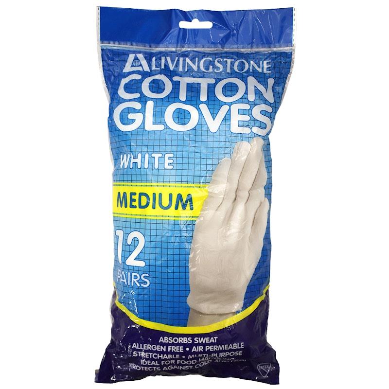 Load image into Gallery viewer, Livingstone Cotton Gloves Medium 12 Pairs/Bag
