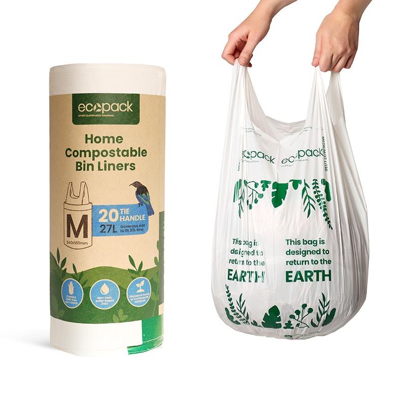 Load image into Gallery viewer, Ecopack 27L Compostable Bin Liners Bundle Medium 4 Rolls/80 Bags
