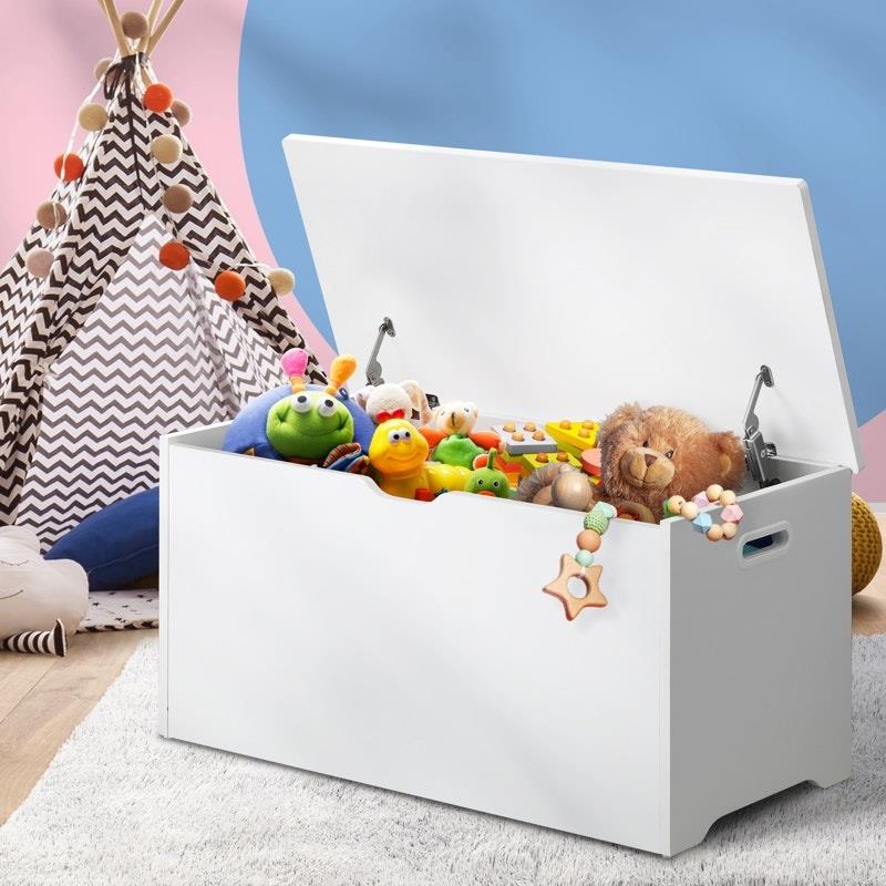 Load image into Gallery viewer, Oikiture Kids Toy Storage Box Cabinet Wooden Chest Container Room Organiser White

