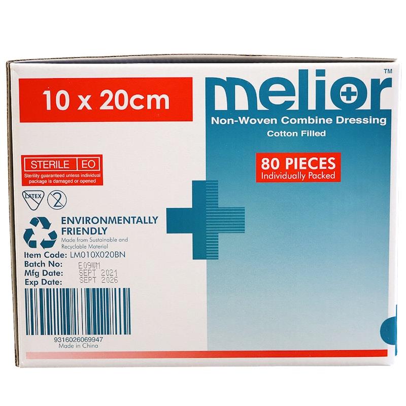 Load image into Gallery viewer, Melior Combine Dressing Pads Sterile 10 x 20cm 80 Pieces/Box
