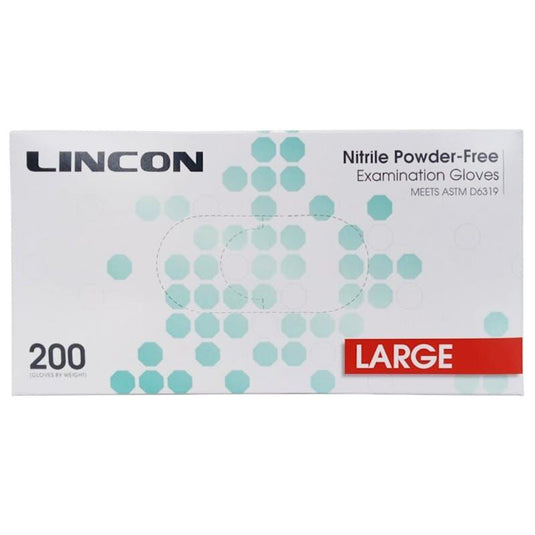 Lincon Nitrile Examination Gloves ASTM Powder Free Large 200 Pieces/Box