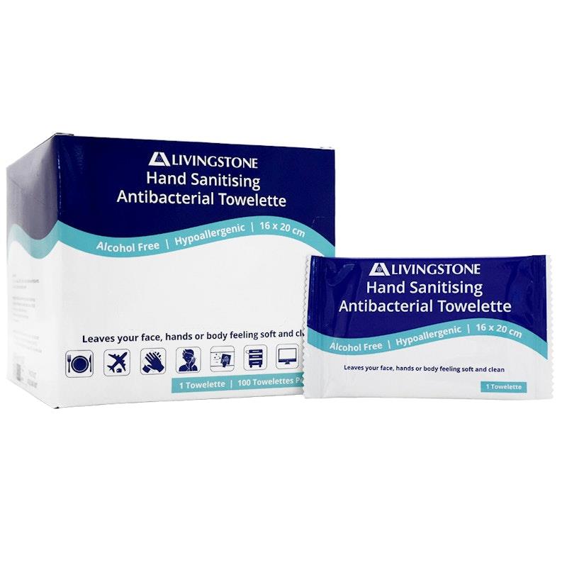 Load image into Gallery viewer, Livingstone Hand Sanitising Antibacterial Towelette Wipe 100/Box 8Pack
