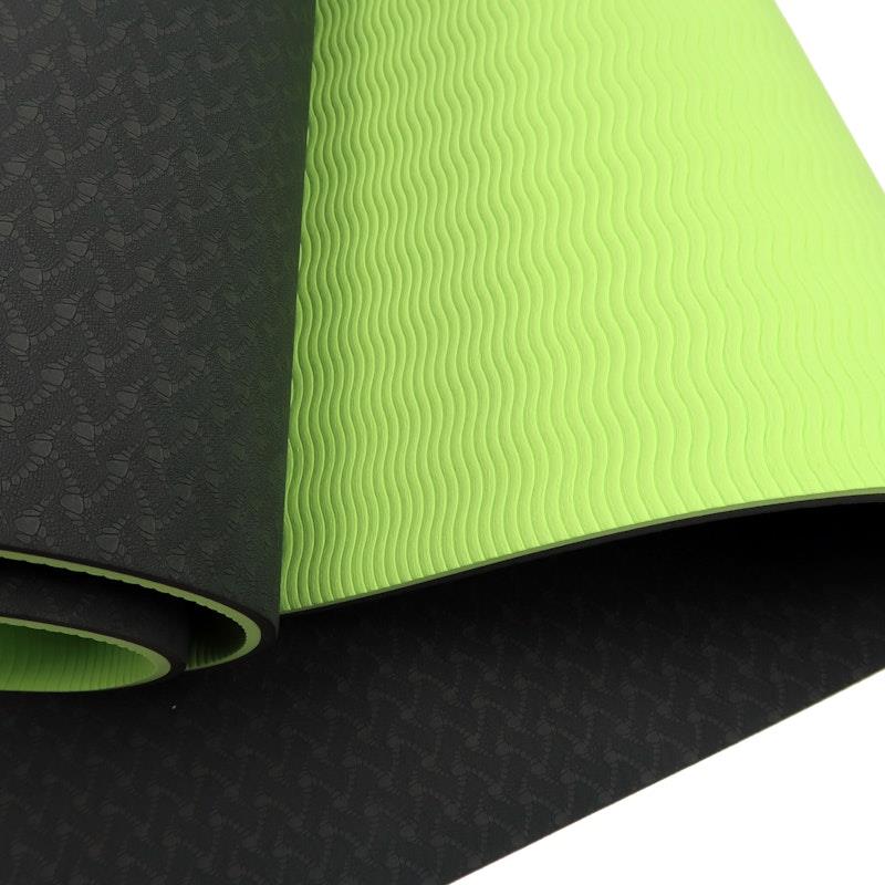 Load image into Gallery viewer, Powertrain TPE Pilates Exercise Yoga Mat 8mm Black Green
