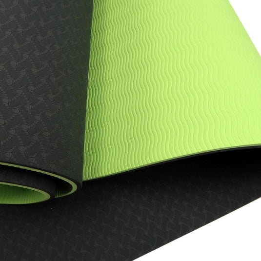 Powertrain TPE Pilates Exercise Yoga Mat 8mm Black Green