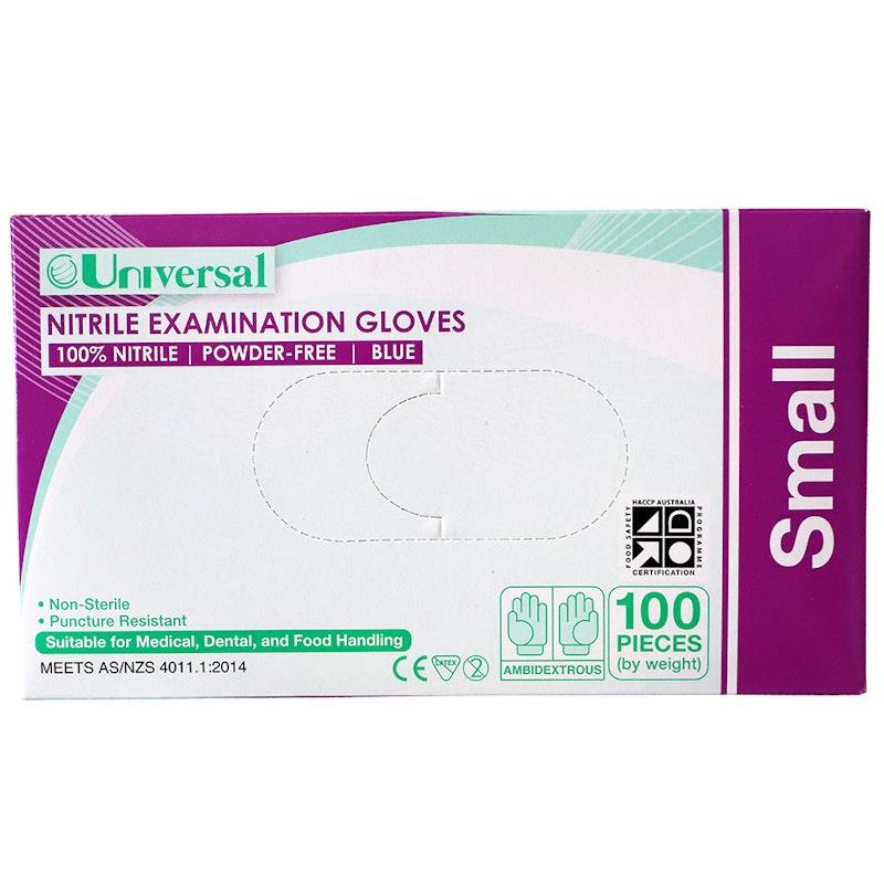 Load image into Gallery viewer, Universal Choice Nitrile Examination Gloves AS NZ Powder Free Small 100 Pieces/Box
