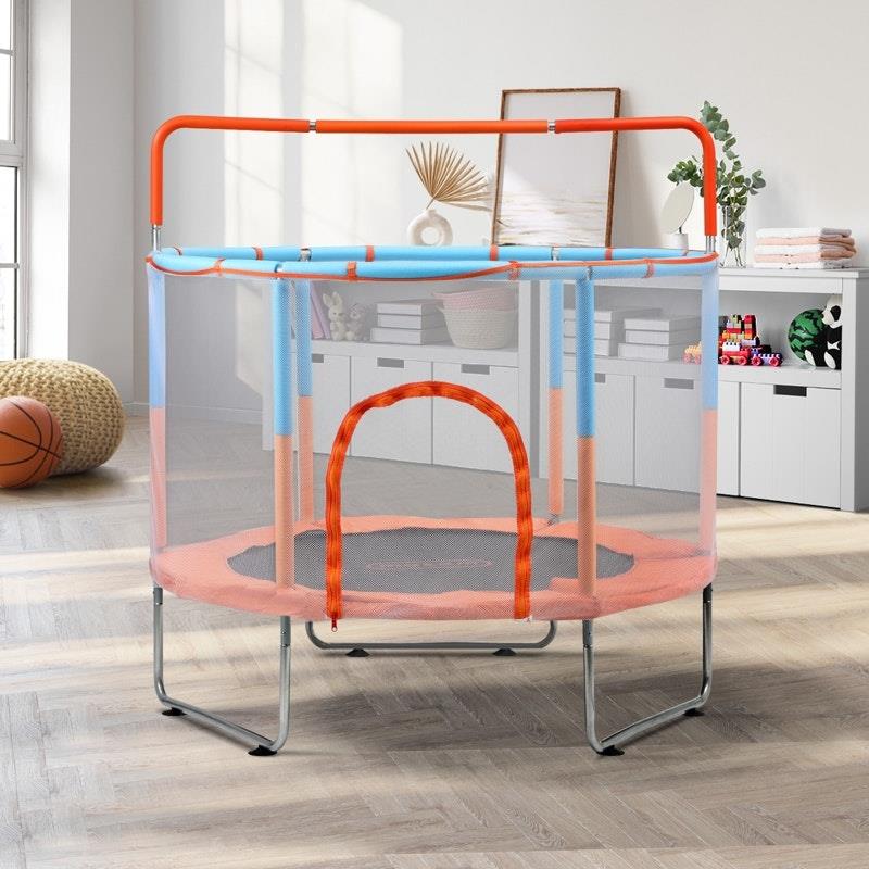 Load image into Gallery viewer, Mazam 60 Inch Kids Trampolines Enclosure Safety Net Horizontal Bar Orange
