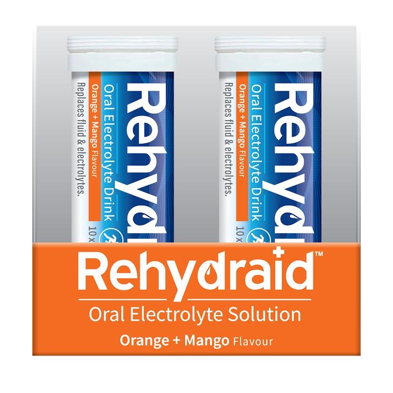 Load image into Gallery viewer, Rehydraid Electrolyte Effervescent Tablets Orange &amp; Mango 10x6 Tubes
