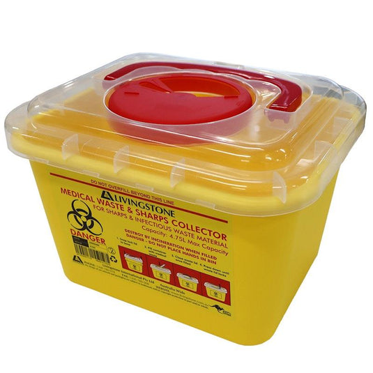 Livingstone Needles Sharps Waste Collector 24.5 x 20 x 16.5 cm 4.75L