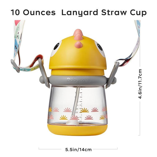 Bc Babycare T-REX TOBY Weighted Straw Sippy Cup 300ml (with Strap) Yellow