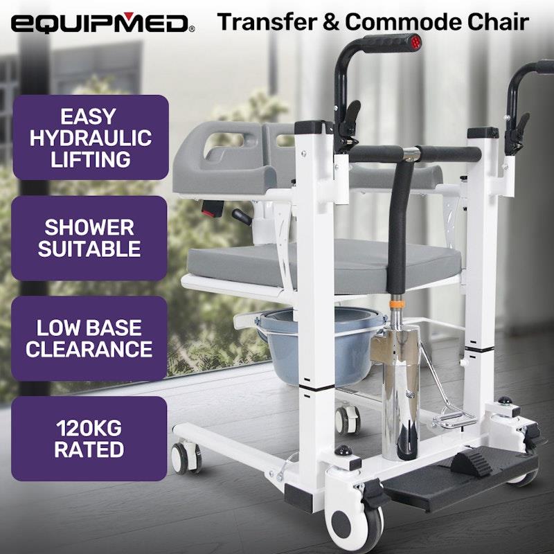 Load image into Gallery viewer, Equipmed 4 In 1 Patient Lift Transfer Chair White
