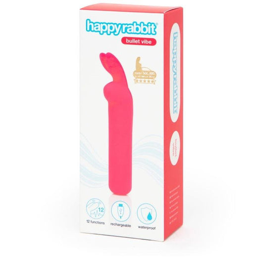 Happy Rabbit Rechargeable Silicone Rabbit Ears Bullet Vibrator Pink 1pc