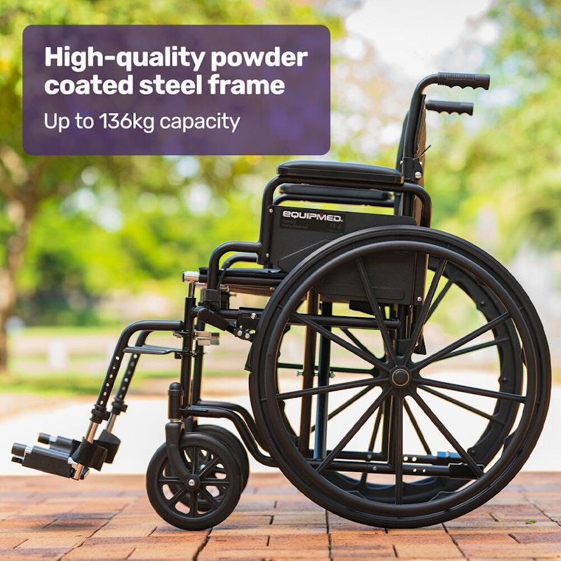 Load image into Gallery viewer, Equipmed 24 Inch Folding Wheelchair X-Large Black
