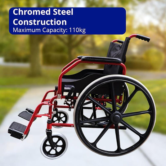 Livingstone Wheelchair Heavy Duty Seat Width 51cm Red Each