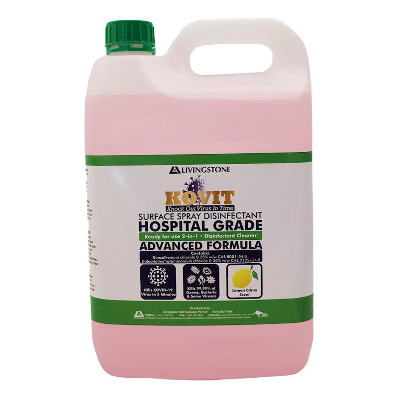 Load image into Gallery viewer, KOVIT Hospital Grade Disinfectant Kills SARS &amp; COVID-19 Neutral pH Lemon Scented 5L 1unit
