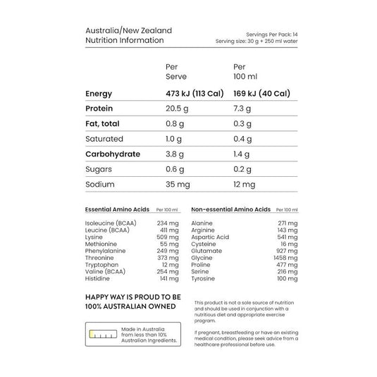 Happy Way Apple Peach Vegan Protein Water Powder 420g