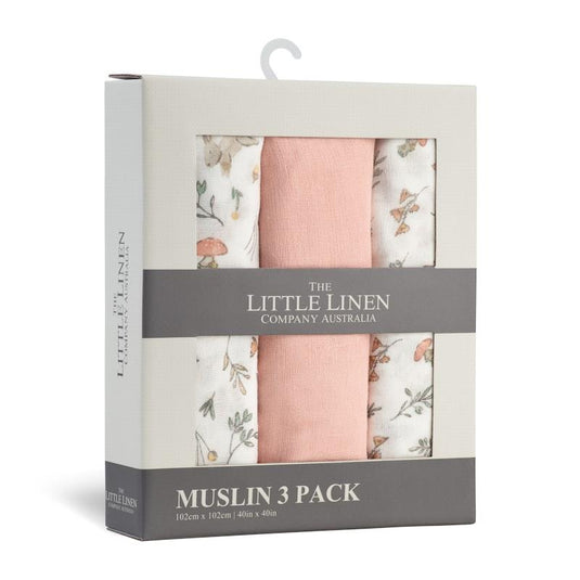 The Little Linen Company Muslin 3pk Wrap Harvest Bunny